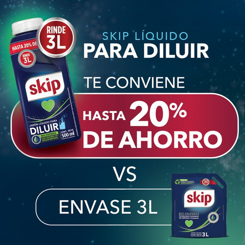 Jabón Líquido Para Diluir Skip Bio-enzimas Tecnologia Superior En Limpieza Y Cuidado 500 Ml