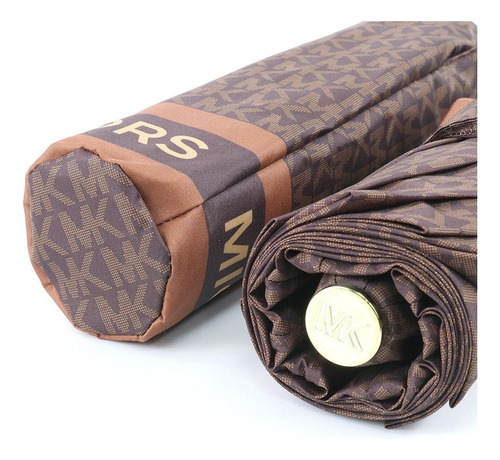 Michael Kors Guarda Chuva Monograma Logo Cor Marrom-escuro Desenho Do Tecido Monograma Logo Mk