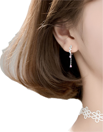 Aros De Plata Real 925 Rosada Gota Agua Circones