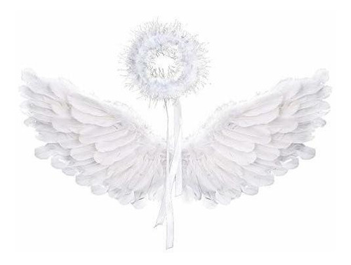 Disfraz Niña - Niña - Angel Wings And Halo Adult White Angel