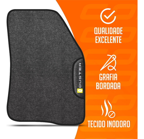 Jogo Tapetes Carpete Duster 16 A 18 Grafite 5 Peças Com Logo