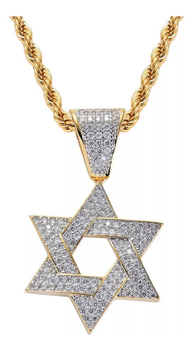 Q Cristal 18 K Chapado En Oro Estrella De David Colgante