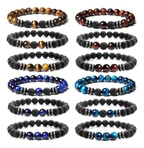 Comprar Pack De 3 Pulseras De Piedra Natural Lava Ojo De Tigre Oníx