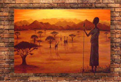 Cuadro 20x30cm Arte Africano Mujeres Pintura Arte M3