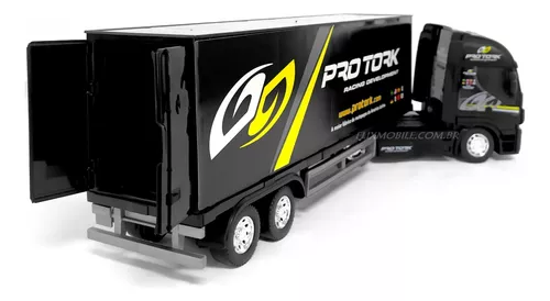 Kit Caminhão Iveco Baú Pro Tork Carreta + Moto de Corrida Pro Tork