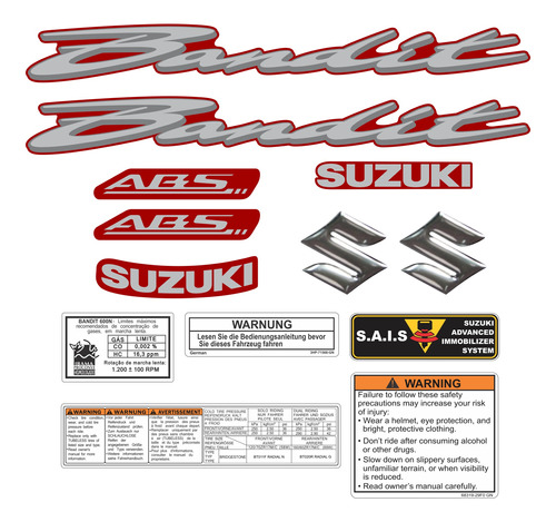 Jogo Adesivo Suzuki Bandit 600n 2011 Vermelho Szb60n1203 Fgc