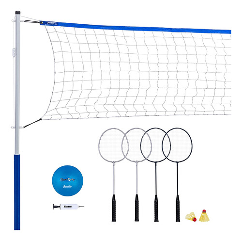 Set Completo De Badminton Franklin Sports Azul C/ 4 Raquetas