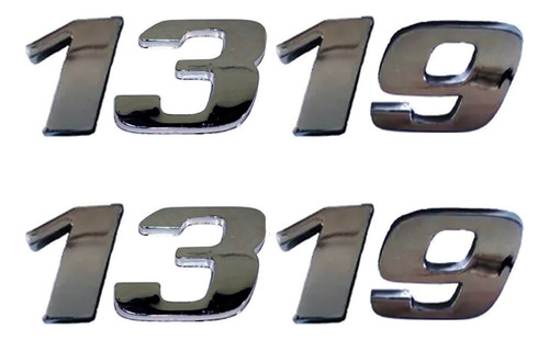 2 Emblema Adesivo Número 1319 Cromado Caminhão Mercedes Benz