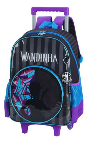 Mochila Rodinha G C/ Alça Escolar Wandinha Wednesday Ic39846