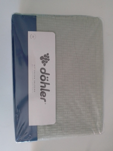 Colcha Döhler 1 Plaza Con Funda Verde. Cubre Cama 