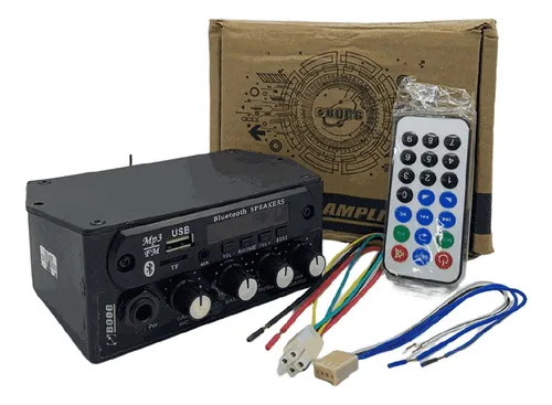 Mezclador Bluetooth Boog 12v Fm + para micrófono de sonido de coche, color negro