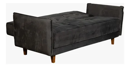 Sofá Cama Juego De Living Sillón En Tela Reclinable Gris Liso