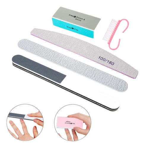 Lima De Manicura 5 Piezas/juego De Lima De Uñas De Vidrio