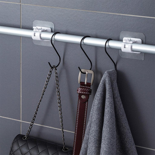 Soportes De Barra De Cortina Hardware Puertas Ganchos Blanco