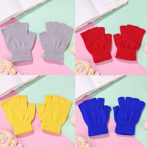 6 Pares De Guantes De Invierno Tejidos De Medio Dedo Para Ad