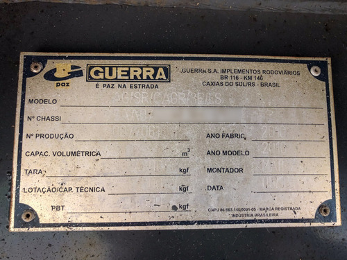Carreta Sr Graneleiro Guerra 3 Eixos 2010 12,5m = Facchini