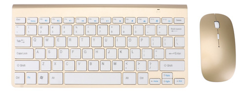 Mini Teclado Sem Fio Dourado De 2,4 G Com Mouse Para Escritó