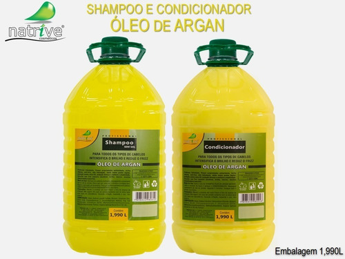 Kit Shampoo Sem Sal + Condicionador Óleo De Argan Natrive 1,990 L