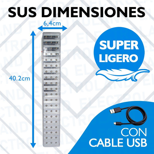 Imagen 5 de 10 de Luces Luz Emergencia 60 Leds Recargable 2 Intensidades 12 Hs