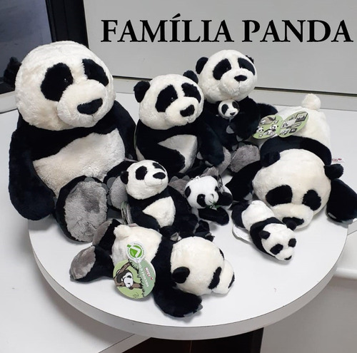 Familia Completa Urso Panda 8 Ursinho Pelúcia Nici Importado