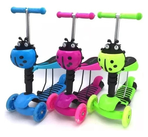 Scooter Monopatín 5 En 1 Ajustable Niño Chinita Luces Led