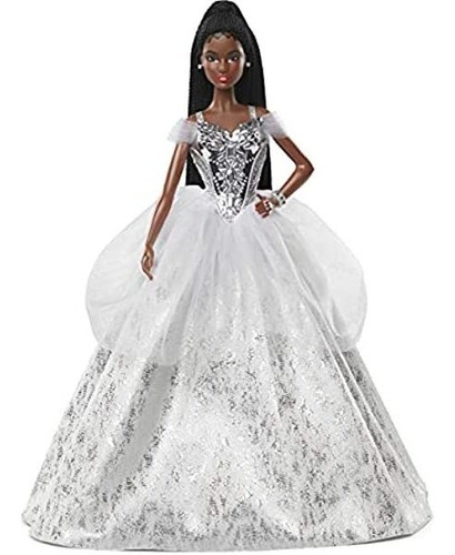 Muñeca Barbie Festiva Pelo Trenzado Morena Vestido Niña  