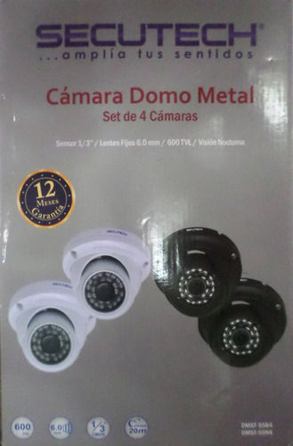 Kit 4 Camaras Seguridad Secutech Domo Metalico Infra Rojo