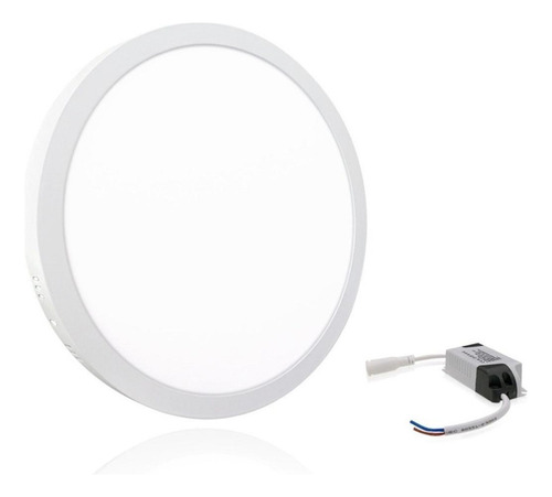 Kit 10 Painel Plafon Led 18w Redondo Sobrepor Branco Frio Branco