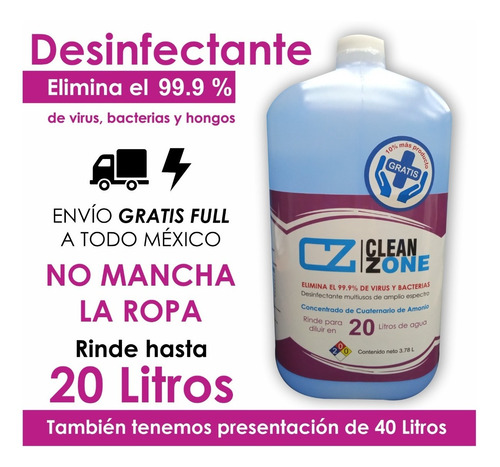 Desinfectante Multiusos A Base De Cuaternario De Amonio 20 L