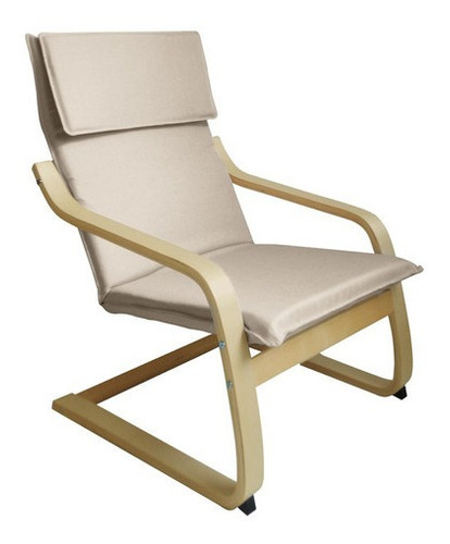 Sillon Poltrona Silla Diseño Interior Poliester Madera Color Beige