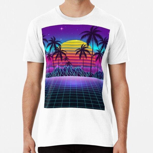 Remera Synthwave De Puesta De Sol Radiante Algodon Premium