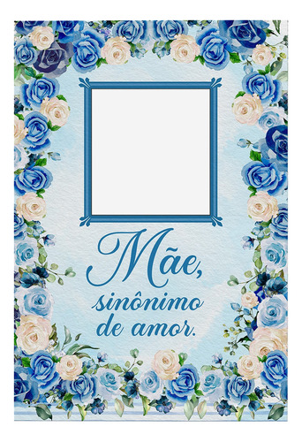 Painel Festa Retangular Interativo Dia Das Mães Tec 1,5x2,2m Cor Dia Das Mães Azul - ANV-2991