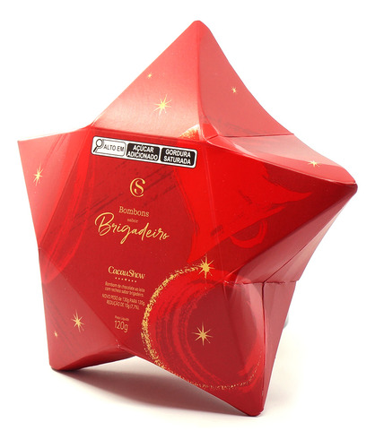 Estrela Natal 120g Cacau Show chocolate ao leite com brigadeiro caixa 120 g 30 u