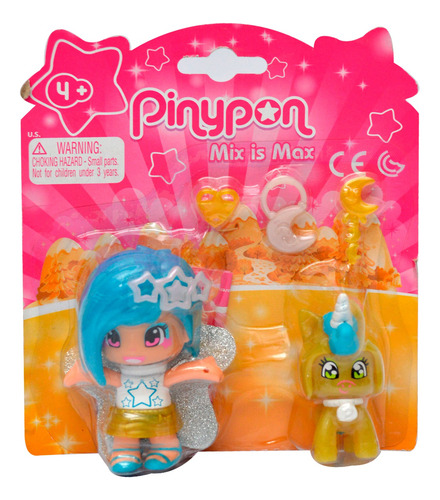 4 Muñecas Pinypon Hadas Con Unicornio Morado Mix & Match