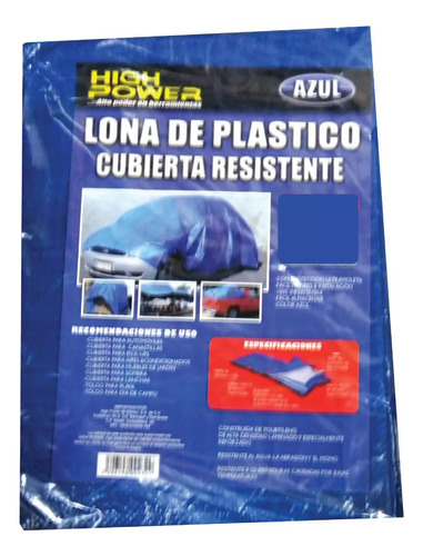 Lona Plastico Resistente 3.0x6.0 Metros 10x20 Ft Color Azul