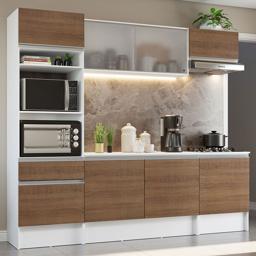 Cocina Integral Completa Modular Madesa Topazio 240cm Color Blanco/Marrón