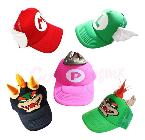 Gorra Mario Bros  Luigi Bowser Peach 3d Niños Video Juegos