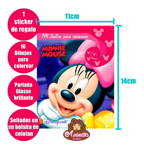Cotillones Mini Libro Para Colorear Minnie Mouse 12 Unidades
