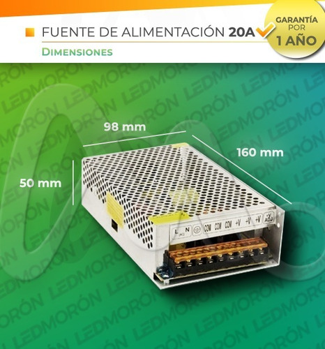 Imagen 5 de 7 de Fuente Switching 12v 20a Metalica Leds Trafo