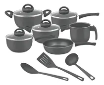 Comprar Conjunto De Panelas Teflon 09 Peças Tampa De Vidro Cor Preto