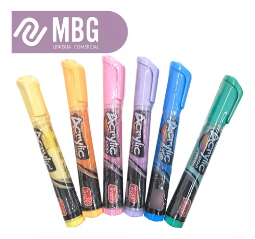 Marcadores Trabi Acrylic Pop 2-4mm Pastel X 6 Unidades