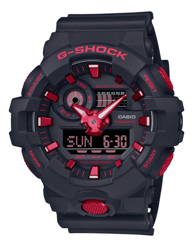 Relógio G-shock Ignite Red Ga-700bnr-1adr E Cor Da Correia Preto Cor Do Bisel Preto Cor Do Fundo Preto/vermelho