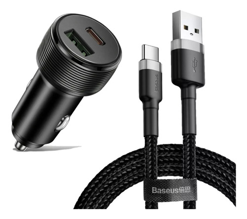 Cargador Auto Celular Qc 3.0 Usb-c Pd 20 W Cable Usb-c 3 Mts