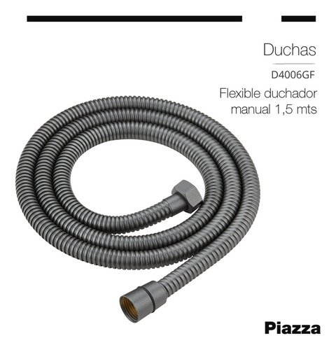 Flexible Duchador Manual 1,5mts Piazza Grafito Baño