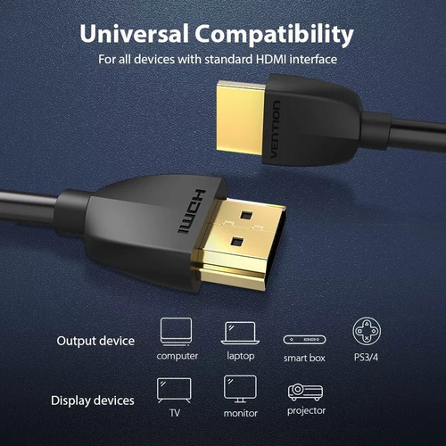 Cable Hdmi 2.0 4k Portatil Vention/ Hdmi Macho - Hdmi Macho