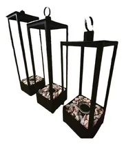 Comprar Kit Fanales Faroles X 3 Un Oxido Negro Piedras Quemador Deco