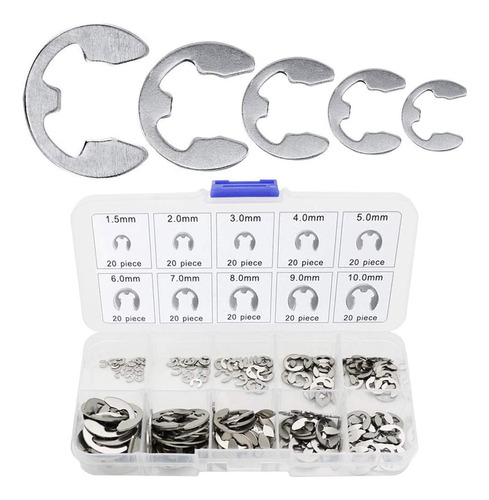 Saipe 200pcs E-clip Juego De Surtido De Anillos De Retención