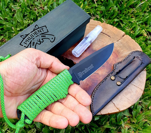 Faca P5 Venom Prudent Artesanal Porte Velado Bainha De Couro