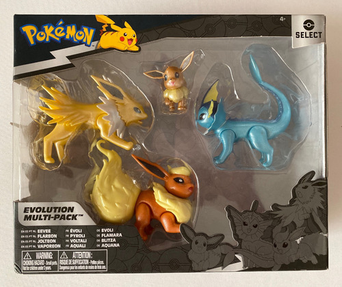 Eevee Flareon Jolteon Vaporeon Pokemon Select Evolution 2022 (Usado)
