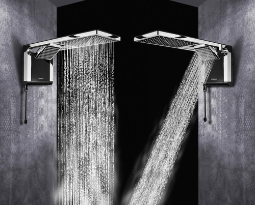 Imagem 6 de 8 de Chuveiro elétrico de parede Lorenzetti Acqua Ultra Duo preto-cromado 7800W 220V